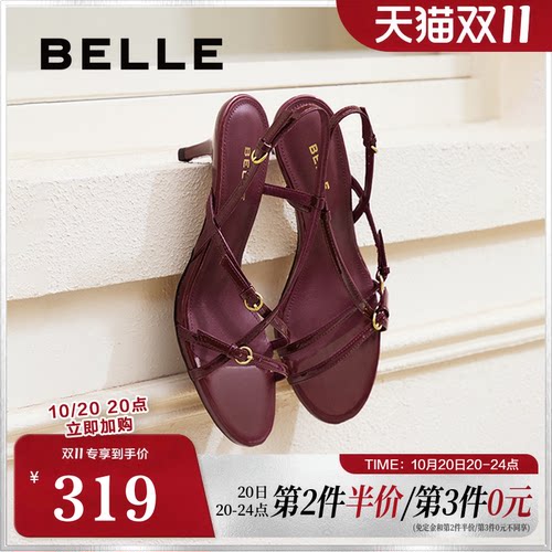 婚鞋百丽高跟女鞋凉鞋法式新款