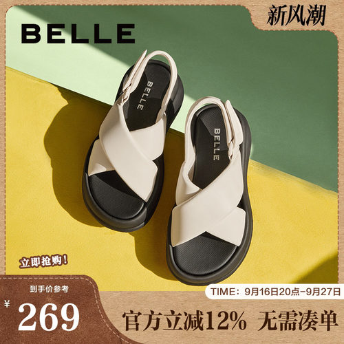 休闲百丽厚底女鞋凉鞋新款鞋子
