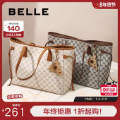 百丽包包女士新款 手提包印花大容量通勤妈妈包托特包X9040AX3