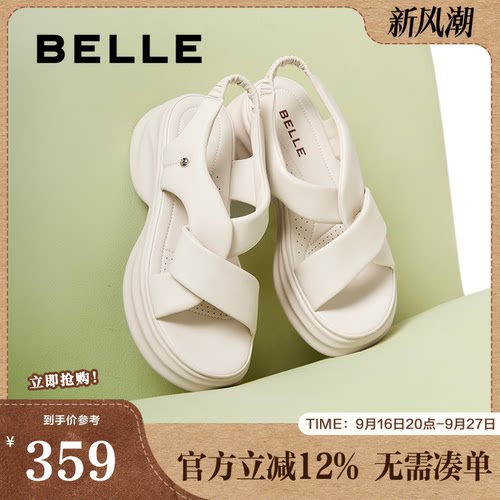 凉鞋百丽女厚底老爹新款沙滩鞋子