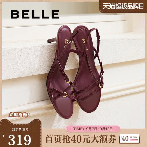 婚鞋百丽高跟女鞋凉鞋法式新款