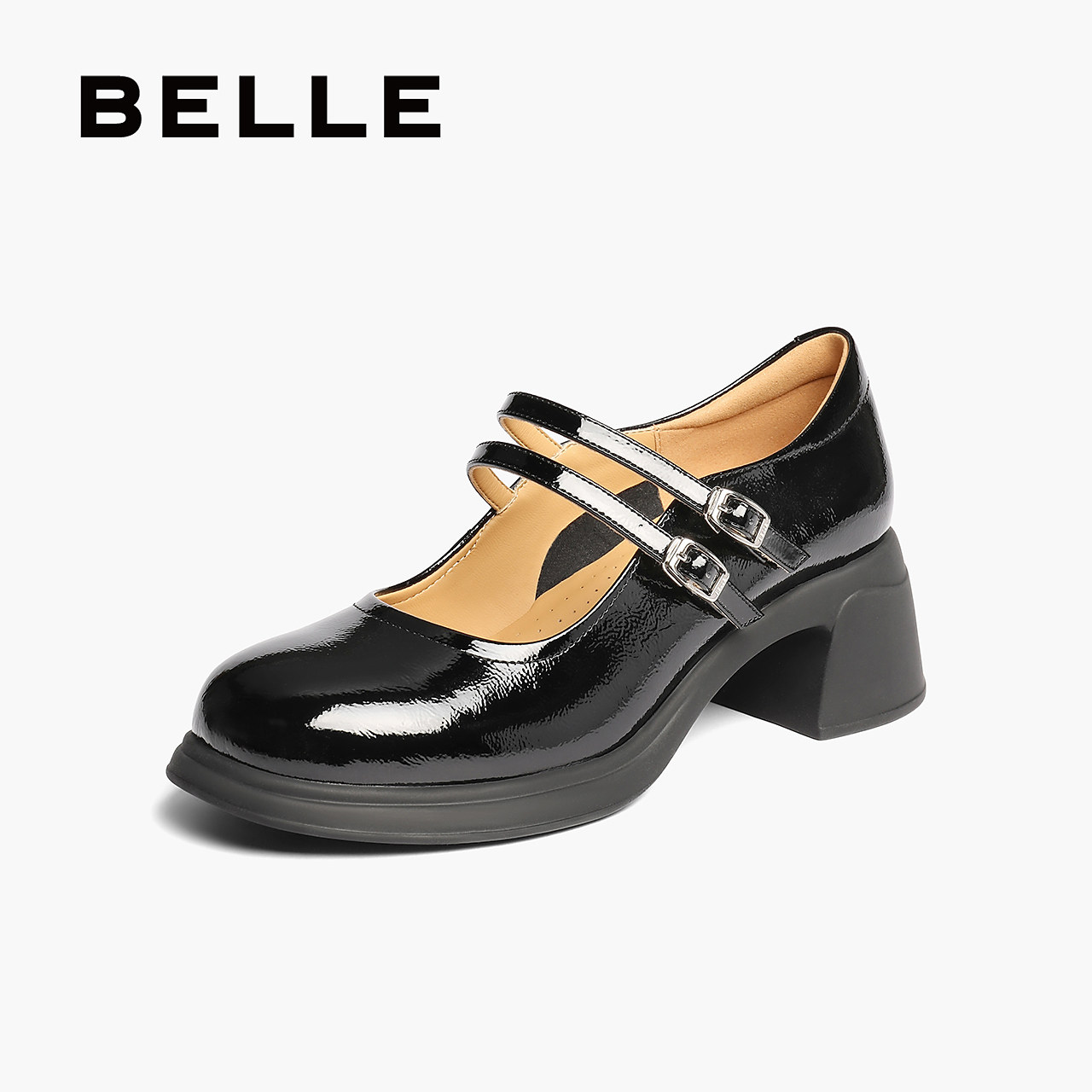 百丽女鞋复古厚底玛丽珍鞋女秋季新款真皮浅口单鞋子3A616CQ5,女鞋,玛丽珍鞋,淘宝优惠券,粉丝福利购,淘宝优惠卷