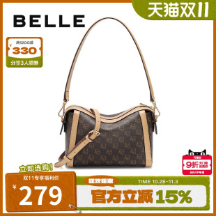 百丽包包女新商场同款 复古通勤休闲枕头包单肩斜挎小方包X7214AX4