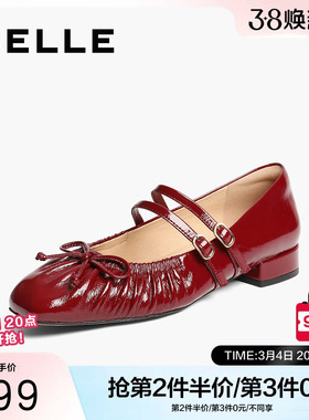 百丽女鞋子法式银色芭蕾风玛丽珍鞋春季新款绝美浅口单鞋3VD02AQ5