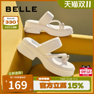 厚底夹脚凉鞋 子海边增高户外拖鞋 女夏季 鞋 B1782BT4 新款 百丽女鞋