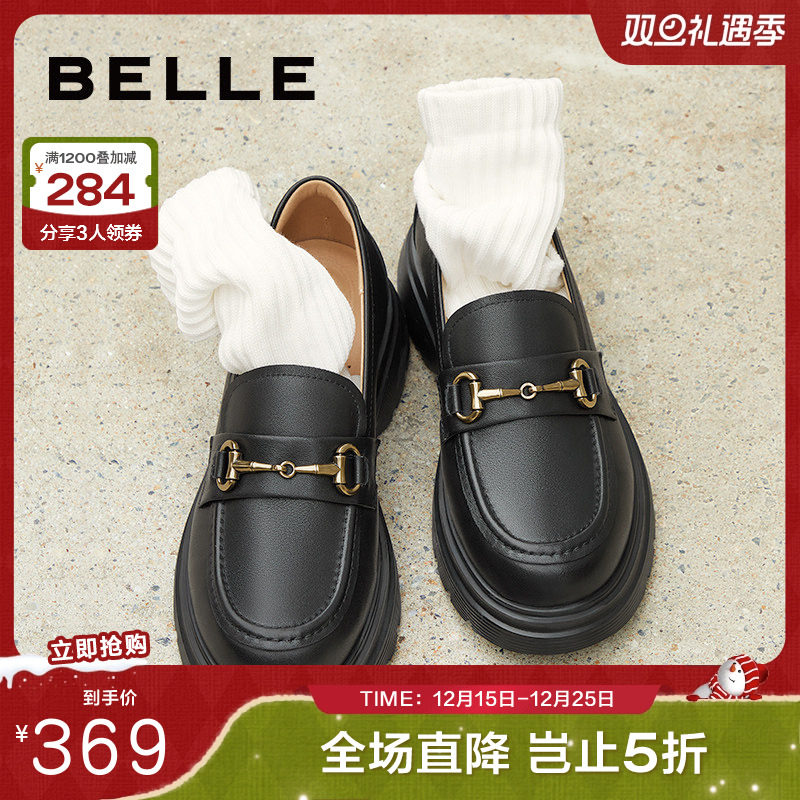 百丽女鞋子黑色小皮鞋20