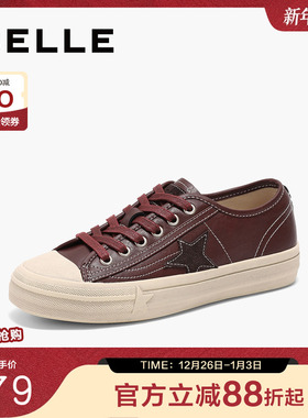 百丽女鞋子棕色板鞋2025新款春季百搭运动鞋平底休闲鞋B2374AM5