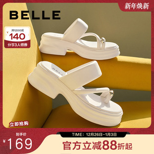 厚底夹脚凉鞋 子海边增高户外拖鞋 女夏季 鞋 B1782BT4 新款 百丽女鞋