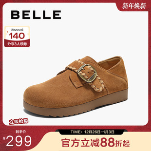 子B2900CM5 一脚蹬可两穿乐福单鞋 百丽复古厚底勃肯鞋 女2025新款