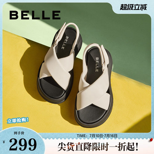 休闲百丽厚底女鞋凉鞋新款鞋子