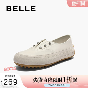 免系带运动休闲鞋 百丽厚底小白板鞋 新款 女秋季 子B2730CM5 帆布鞋