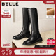 百丽女靴子厚底高跟骑士靴长筒靴冬季 新款 加绒长靴显瘦B2861DG5