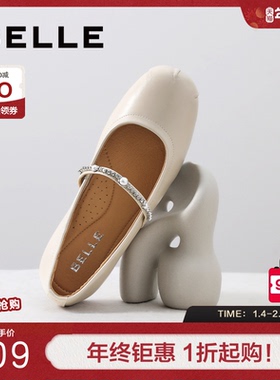 百丽芭蕾风银色玛丽珍鞋女秋季新款真皮平底浅口单鞋子3H9F4CQ5