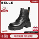 百丽加绒保暖牛皮厚底增高英伦风马丁靴女鞋 子休闲短靴B2940DD5