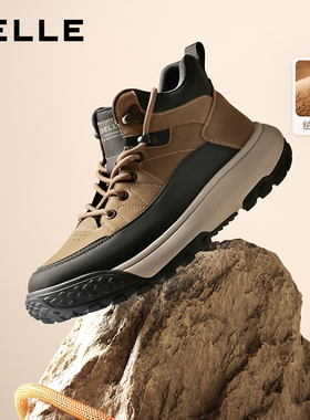 百丽男鞋高帮休闲运动鞋男冬季新款厚底增高时装短靴板鞋A2169DD5