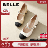 粗高跟单鞋 百丽女鞋 BSD03AQ4 女新款 晚晚鞋 子小香风法式 玛丽珍鞋