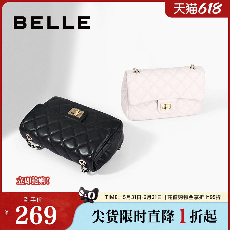 百丽包包女时尚百搭秋冬黑色小香风链条包单肩包斜挎包X5083CX1