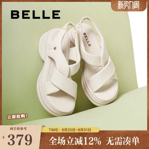 凉鞋百丽女厚底老爹新款沙滩鞋子