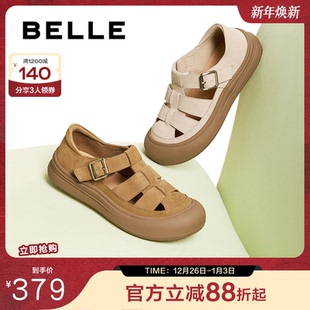 包头厚底猪笼妈妈单鞋 新款 子D6T1DBK5 女25夏季 百丽透气罗马凉鞋