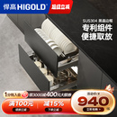 铝合金碗碟篮304不锈钢橱柜阻尼拉篮 悍高厨房橱柜拉篮双层抽屉式
