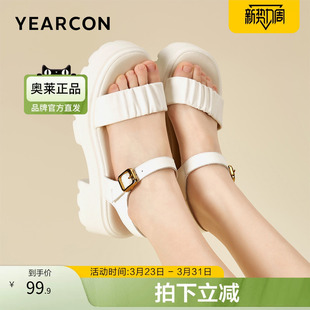 一字扣带日常松糕轻便 通勤沙滩鞋 意尔康官方旗舰店女鞋 女凉鞋