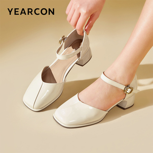 意尔康官方旗舰店女鞋中后空凉鞋时装凉鞋夏季方头日常浅口