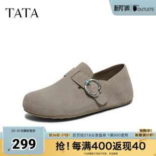 穆勒鞋 厚底包头拖鞋 子CUG01CM5奥莱 女新款 TATA他她复古加绒勃肯鞋