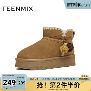 厚底短靴女雪地靴BM301DD5 保暖棉鞋 天美意冬新款 商场同款