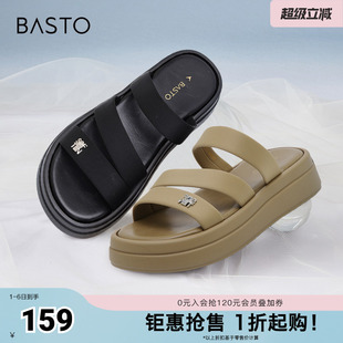时尚 百思图春夏季 新款 商场同款 BG166BT4 运动休闲厚底女拖鞋