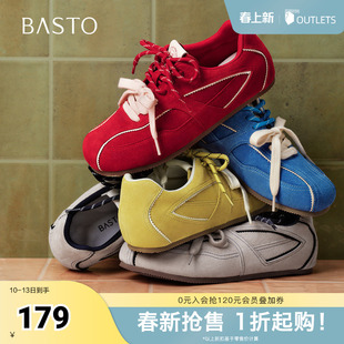 百思图2025秋季新德训鞋时尚复古户外运动平跟女休闲鞋D3250CM5
