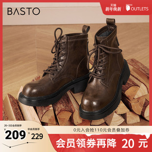 户外街头运动马丁靴粗跟女短靴M5292DD4 时尚 百思图冬季 新款