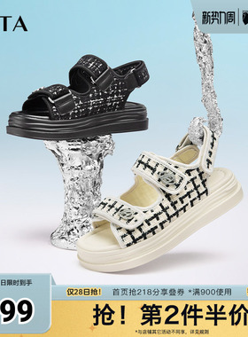 Tata他她小香风凉鞋女休闲百搭松糕运动凉拖鞋夏季新款GOX14BL4