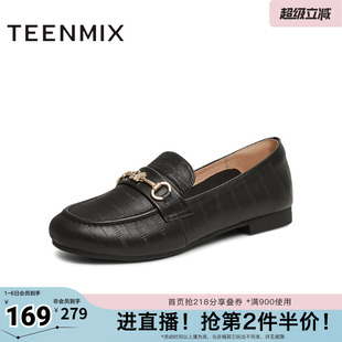 小皮鞋 天美意休闲英伦乐福鞋 平底鞋 女复古单鞋 BK461AA5 春新款