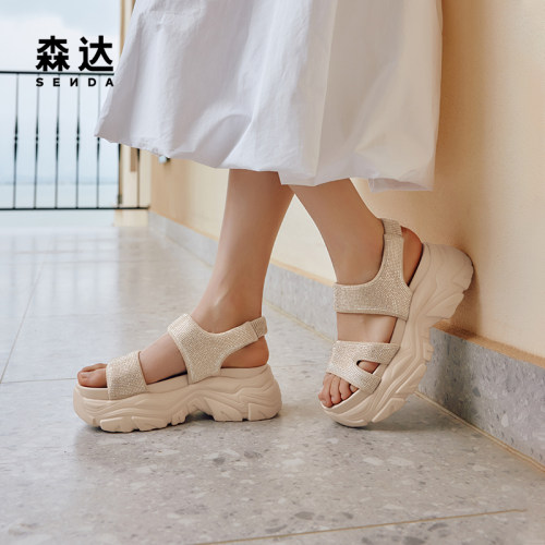 森达凉鞋女鞋2024新款夏