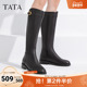 Tata他她黑骑士骑士靴女加绒长筒靴显瘦靴子冬季 新款 7TG80DG3奥莱