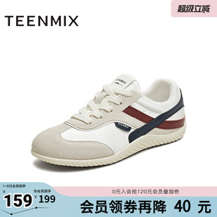 天美意春新款 运动复古板鞋 百搭女德训鞋 KG102CM5 休闲小白鞋