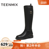 天美意2025冬新款 商场同款 高直筒显瘦百搭厚底女骑士靴BL971DG5