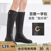 TATA他她超模骑士靴女靴加绒大筒围长筒靴高筒靴冬季 7TG80DG4 款