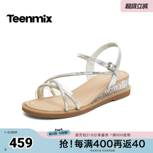 天美意2026夏新款 坡跟条带百搭休闲女时装 凉鞋 CTI23BL6 商场同款