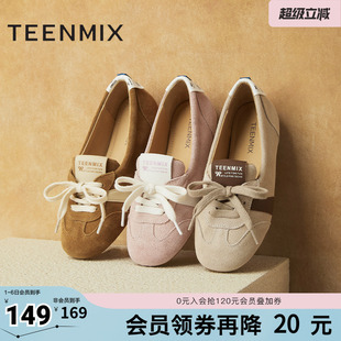 天美意复古浅口单鞋 女一脚蹬德训休闲鞋 春新款 KH003AQ5 平底鞋