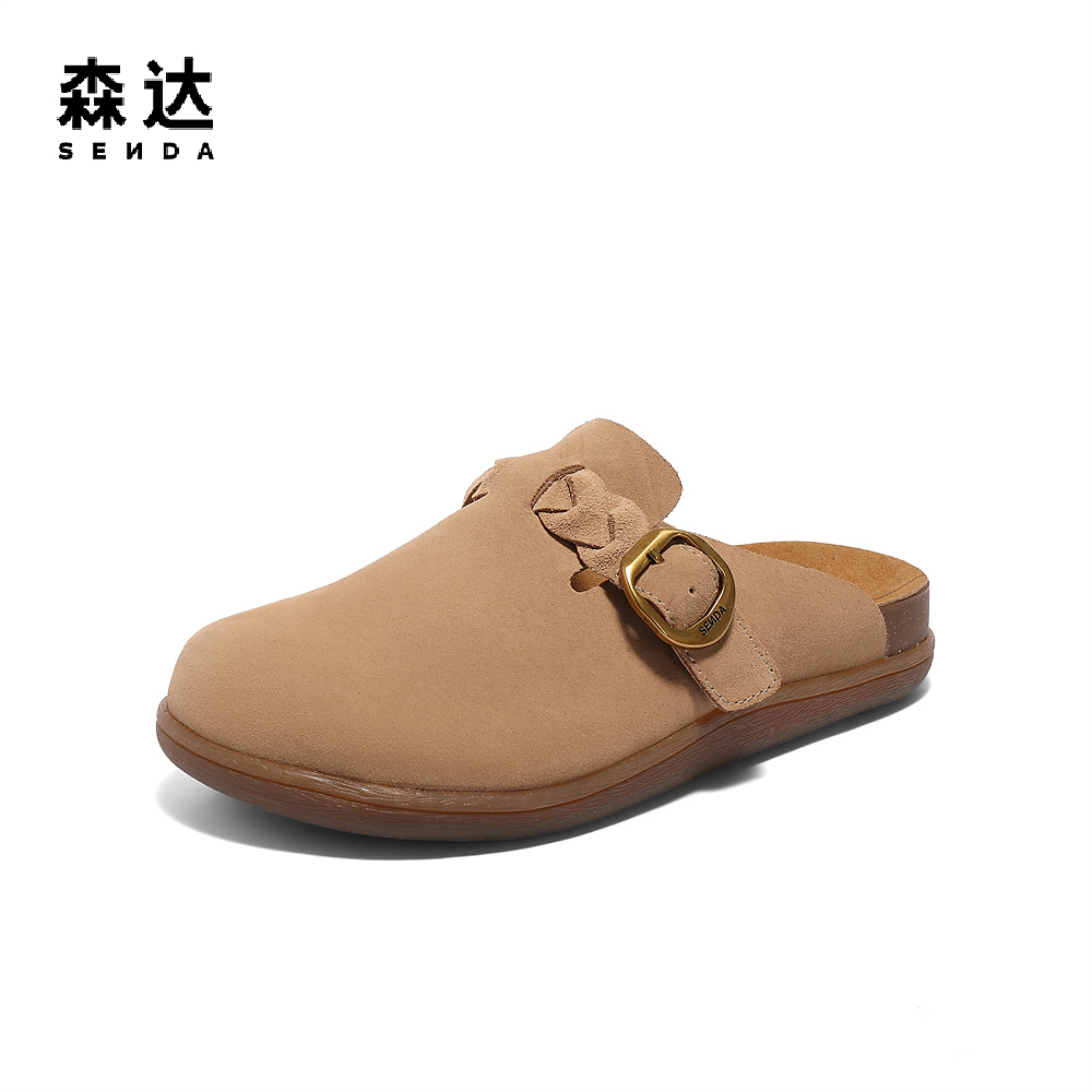 森达勃肯鞋女款2025夏新商场同款舒适一脚蹬凉拖鞋4RN30BH5