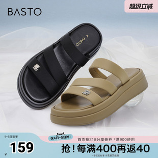 时尚 百思图春夏季 新款 商场同款 BG166BT4 运动休闲厚底女拖鞋