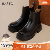 商场同款 百思图冬季 新款 时髦街头烟筒靴粗跟女短靴W8071DD4