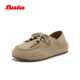Bata袋鼠鞋 AUH16CM5 百搭牛剖皮厚底百搭单鞋 女2025秋季 商场新款
