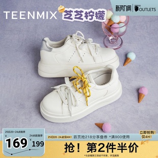 KB087CM5 带潮流通勤女小白鞋 天美意春新款 休闲百搭系带双鞋