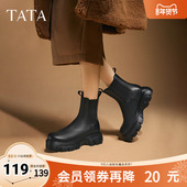TATA他她英伦厚底切尔西靴女加绒烟筒靴短靴子冬季 鞋 子CGS02DD4