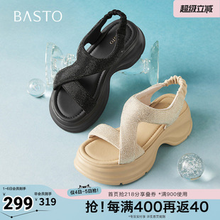 休闲百搭凉鞋 百思图夏季 新款 商场同款 BP731BL5 简约户外厚底女凉鞋
