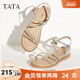 Tata他她绝美坡跟凉鞋 7UA03BL4 新款 女外穿一字带奥莱凉鞋 2025秋季