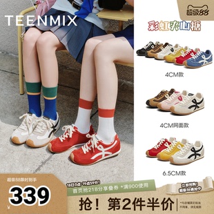 天美意春新款休闲百搭复古平底潮流德训鞋女阿甘鞋KG096BM5