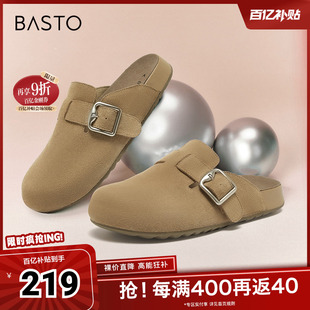 复古休闲勃肯鞋 百思图春夏季 新款 时尚 BG197CH4 平跟圆头女单鞋